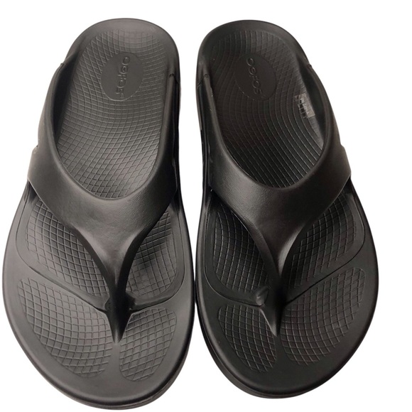 OOFOS Black Original Recovery Comfort Sandals W9/M7 Rubber Thong - Picture 2 of 6